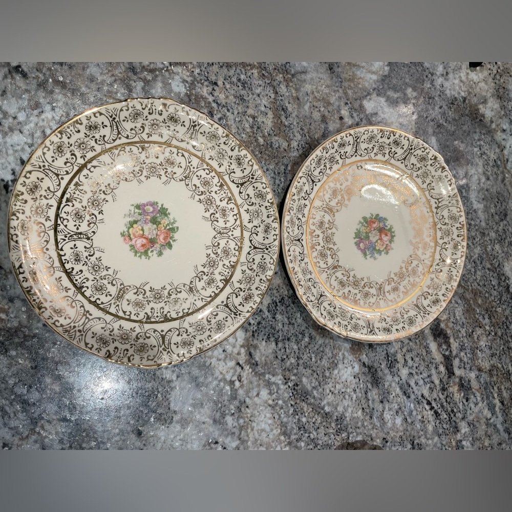 Charger Homer Laughlin Layfayette China Service Plate 22kt Gold 1940s. Only 2….